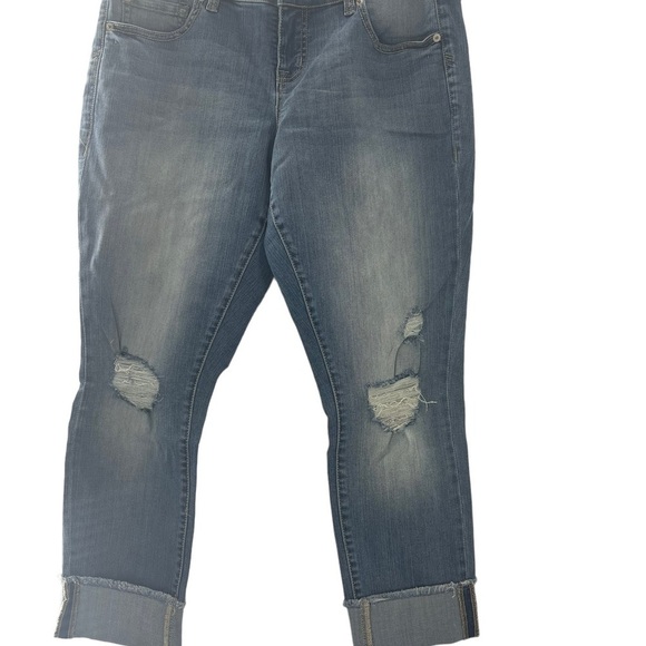 22. NWOT Torrid Premium Boyfriend Med Wash Distressed Jeans Size 10 - Picture 2 of 7